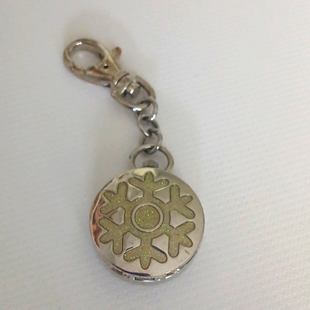 Vintage Avon Snowflake Sparkle Clip-on Locket Watch